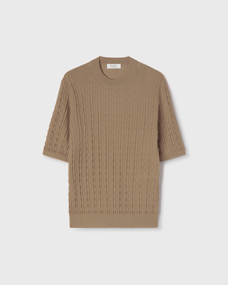 Retori Micro Argyle T-Shirt Sand - Knitwear - Luxury T-Shirts for Men