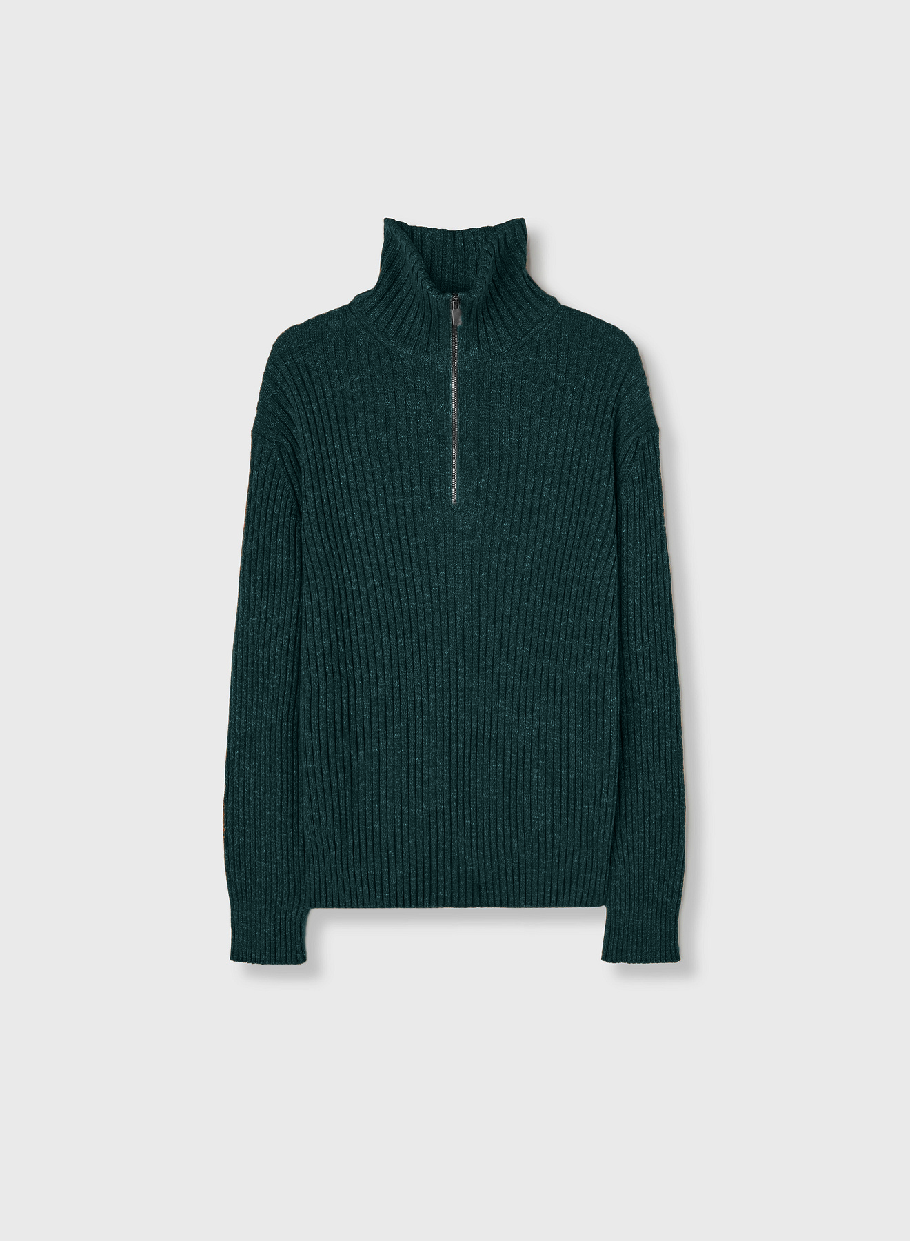 Retori Ribbed Zip Up Mock Neck Dark Green - Knitwear - Luxury Sweaters for Men and Women