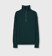 Retori Ribbed Zip Up Mock Neck Dark Green - Knitwear - Luxury Sweaters for Men and Women