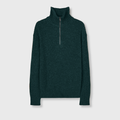 Retori Ribbed Zip Up Mock Neck Dark Green - Knitwear - Luxury Sweaters for Men and Women