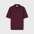 Retori Cuff Micro Check Detail Short Sleeve Polo Amaranth And Green - Knitwear - Luxury Polos for Men