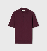 Retori Cuff Micro Check Detail Short Sleeve Polo Amaranth And Green - Knitwear - Luxury Polos for Men