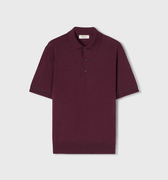 Retori Cuff Micro Check Detail Short Sleeve Polo Amaranth And Green - Knitwear - Luxury Polos for Men