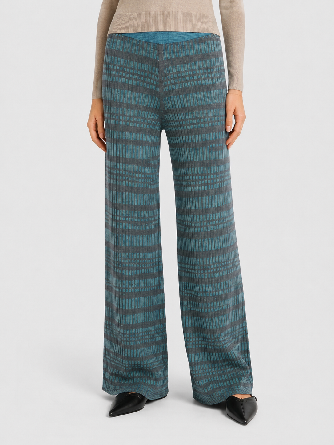 PANTALONI IN MAGLIA MICRO-CHECK