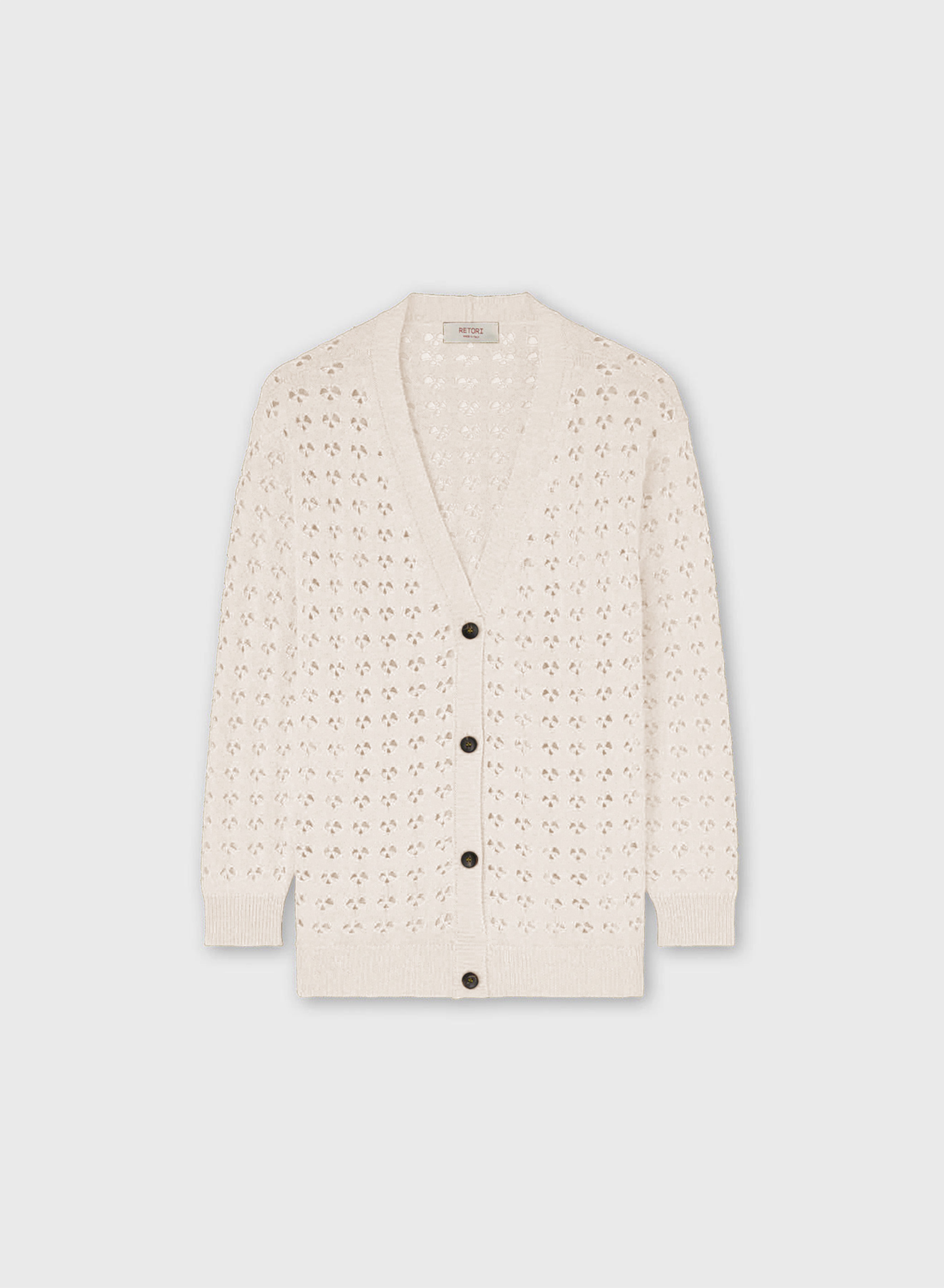 CARDIGAN IN MAGLIA TRAFORATA DI COTONE E SETA