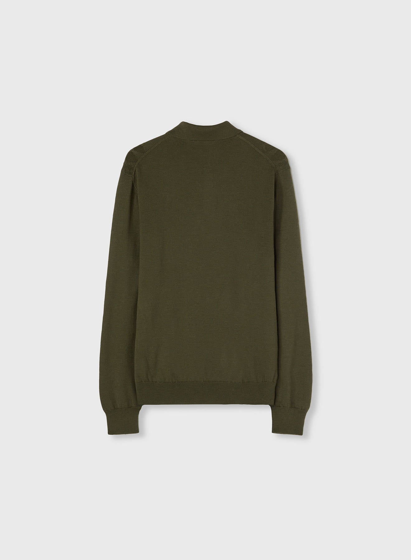 Retori Mixed Argyle Long Sleeve Polo Military Green - Knitwear - Luxury Polos for Men - Back
