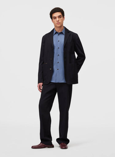 Retori Denim Single Breasted Blazer Navy - Ready To Wear - Luxury Coats & Jackets for Men - Full Model