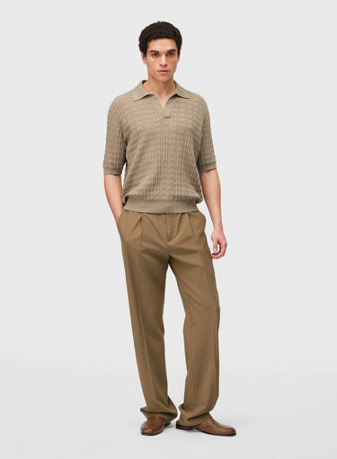 Retori Micro Argyle Polo Sand - Knitwear - Luxury Polos for Men - Full Model