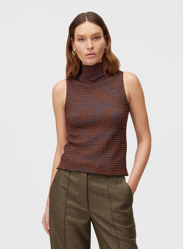 Retori Windows Turtleneck Chocolate, Clay And Iris - Knitwear - Luxury Sweaters for Women - Front