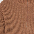 Retori Ribbed Zip Up Mock Neck Clay - Knitwear - Luxury Sweaters for Men and Women - Detail Zip