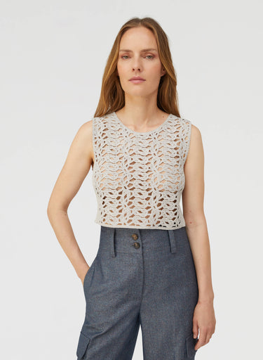 Retori Iconic Knot Cropped Top Silver - Ready To Wear - Luxury Crop Tops for Women