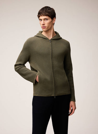 FELPA ZIPPATA IN MAGLIA CON CAPPUCCIO