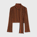 Retori Striped Scarf Crewneck Chocolate And Orange - Knitwear - Luxury Sweaters for Women