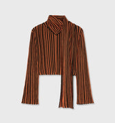Retori Striped Scarf Crewneck Chocolate And Orange - Knitwear - Luxury Sweaters for Women