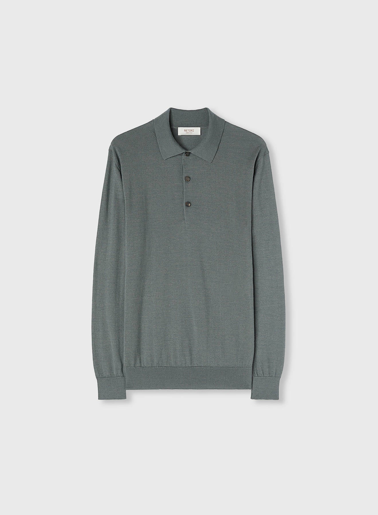 SIDE ARGYLE DETAIL LONG SLEEVE POLO SAGE
