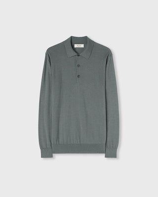 Retori Side Argyle Detail Long Sleeve Polo Sage - Knitwear - Luxury Polos for Men and Women