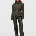 Retori Leather Pants Military Green - Ready To Wear - Luxury Trousers for Women - Full Model