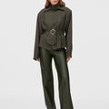 Retori Leather Pants Military Green - Ready To Wear - Luxury Trousers for Women - Full Model