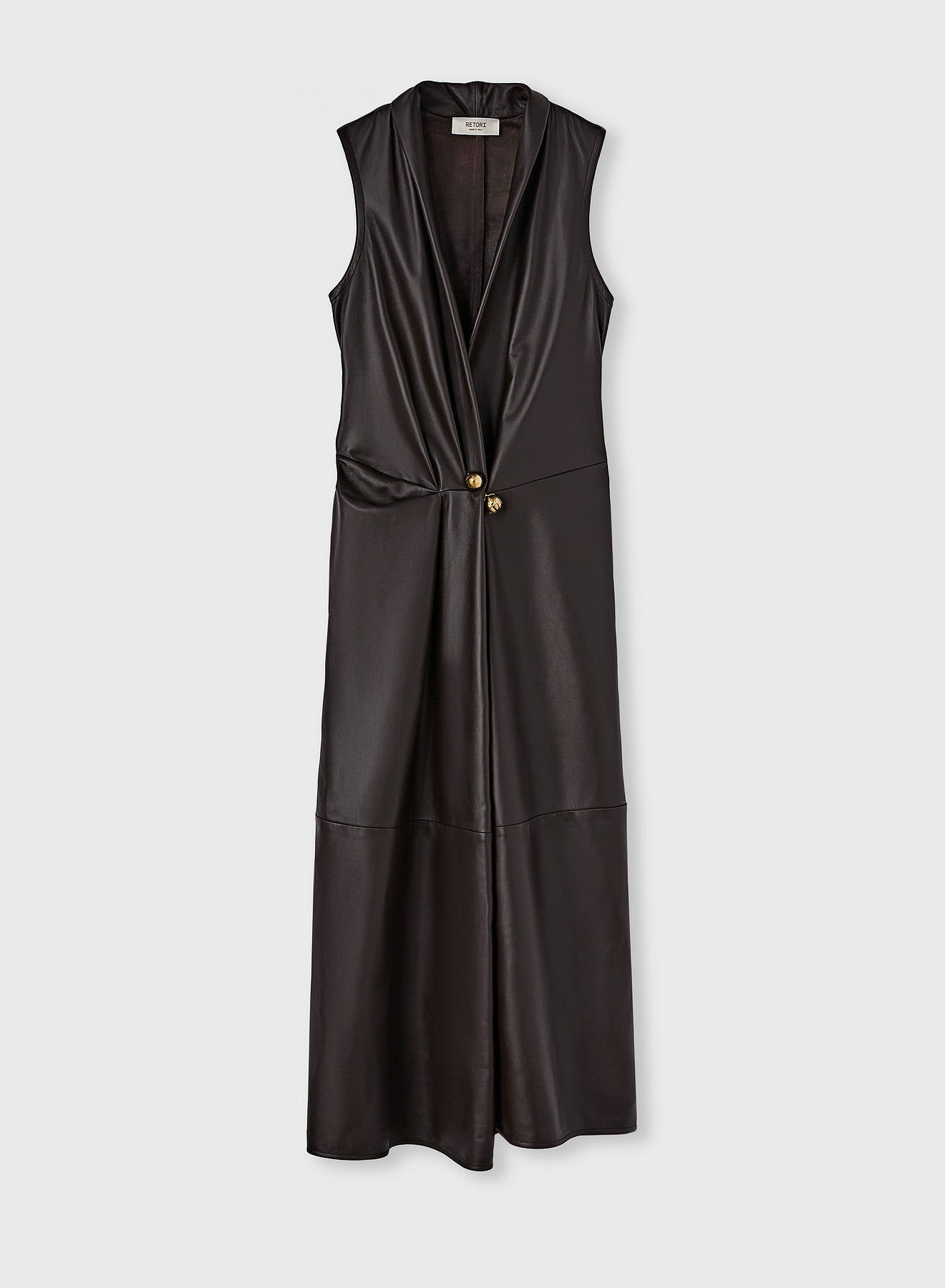 Retori Leather Vest Dress Chocolate - Ready To Wear - Luxury Dresses for Women