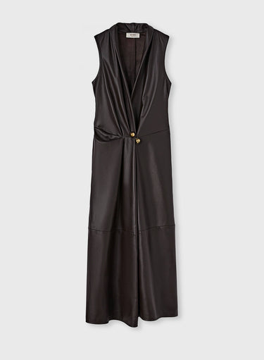 Retori Leather Vest Dress Chocolate - Ready To Wear - Luxury Dresses for Women