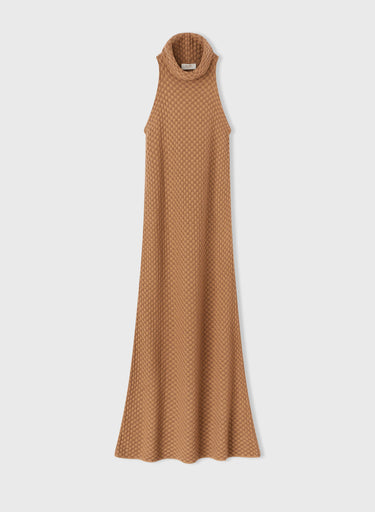 Retori Jacquard Sleeveless Maxi Collar Long Dress Camel - Knitwear - Luxury Dresses for Women