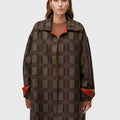 Retori Double Check Jacquard Reversible Outerwear Clay And Military Green - Ready To Wear - Luxury Coats & Jackets for Women - Front