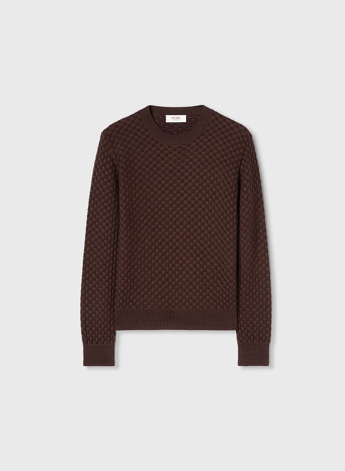 Retori Damier Wool And Silk Jacquard Crewneck Chocolate - Knitwear - Luxury Sweaters for Women