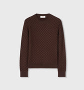 Retori Damier Wool And Silk Jacquard Crewneck Chocolate - Knitwear - Luxury Sweaters for Women