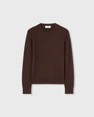 Retori Damier Wool And Silk Jacquard Crewneck Chocolate - Knitwear - Luxury Sweaters for Women