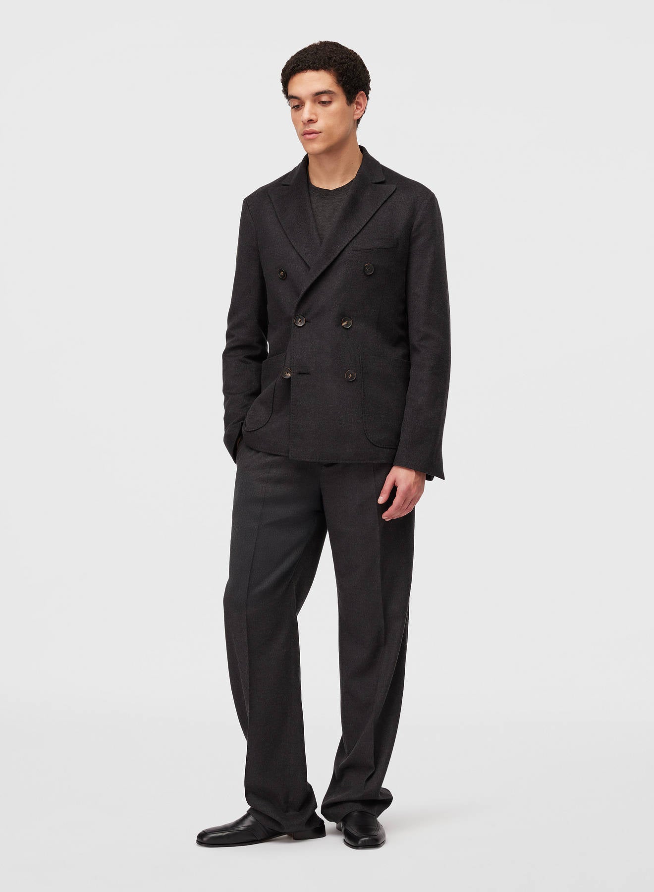 Retori Double Breasted Blazer Anthracite - Ready To Wear - Luxury Coats & Jackets for Men - Full Model