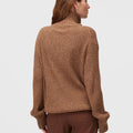 Retori Ribbed Zip Up Mock Neck Clay - Knitwear - Luxury Sweaters for Men and Women - Back Woman