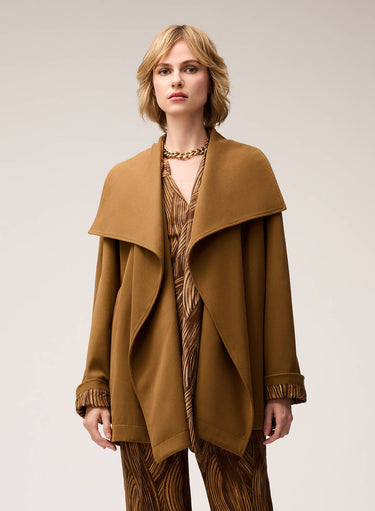 GIACCA CON COLLO A SCIALLE IN COTONE E CASHMERE CON FODERA STAMPATA