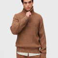 Retori Ribbed Zip Up Mock Neck Clay - Knitwear - Luxury Sweaters for Men and Women - Front Man