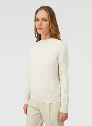 Retori Damier Wool And Silk Jacquard Crewneck Ivory - Knitwear - Luxury Sweaters for Women - Front