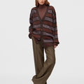 Retori Windows Long Cardigan Chocolate, Clay And Iris - Knitwear - Luxury Cardigans for Women - Full Model