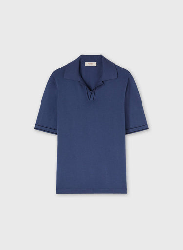 POLO IN MAGLIA RASATA CON DETTAGLIO RIGA A CONTRASTO