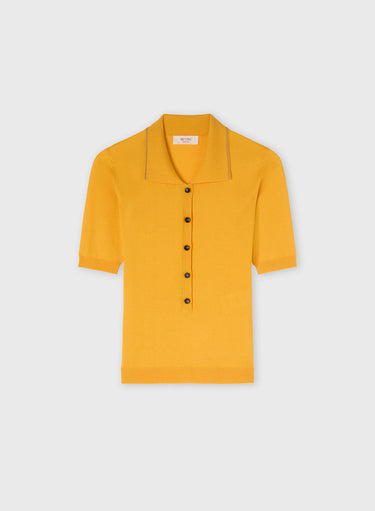 POLO IN MAGLIA RASATA CON DETTAGLIO RIGA A CONTRASTO