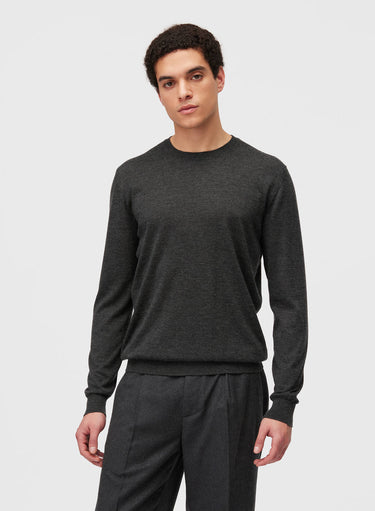 Retori Side Argyle Detail Crewneck Anthracite - Knitwear - Luxury Sweaters for Men and Women - Front Man
