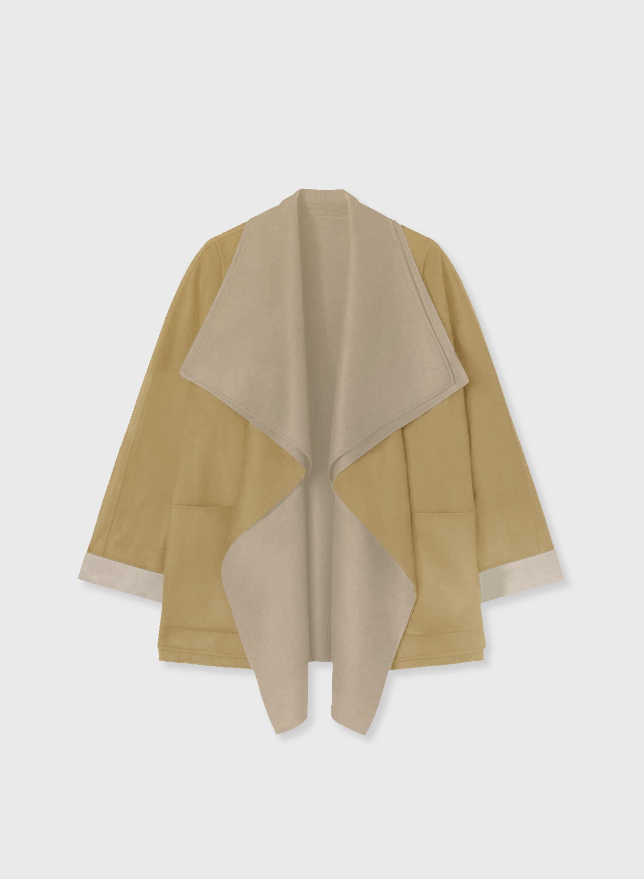 DOUBLE WOOL SHAWL COLLAR JACKET PALE SAGE AND PALE YELLOW