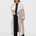 Retori Double Shawl Collar Coat Ivory And Natural - Ready To Wear - Luxury Overcoats for Women - Full Model