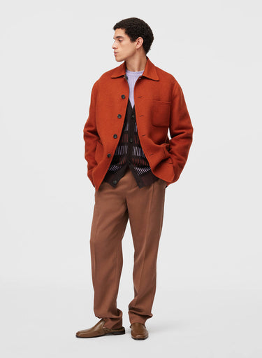 Retori Double Jacquard Reversible Overshirt Clay And Military Green - Ready To Wear - Luxury Overshirts for Men - Full Model