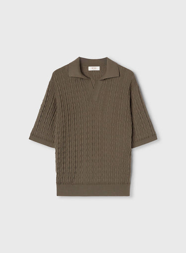 Retori Micro Argyle Polo Military Green - Knitwear - Luxury Polos for Men