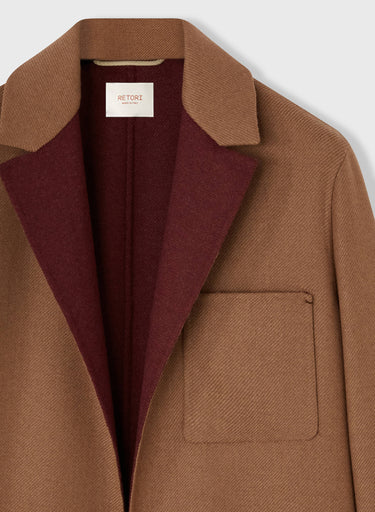 Retori Cardi Blazer With Needle Pin Detail Camel And Amaranto - Ready To Wear - Luxury Coats & Jackets for Women - Detail