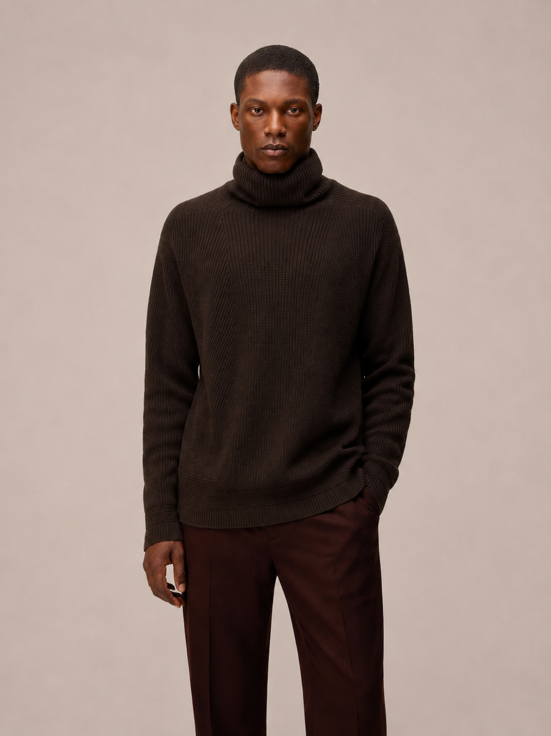 MAGLIONE A COLLO ALTO A COSTE IN CASHMERE