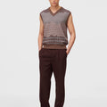 Retori Reversibile Jacquard Vest Amaranto - Knitwear - Luxury Sweaters for Men - Full Model
