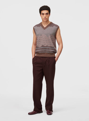 Retori Reversibile Jacquard Vest Amaranto - Knitwear - Luxury Sweaters for Men - Full Model