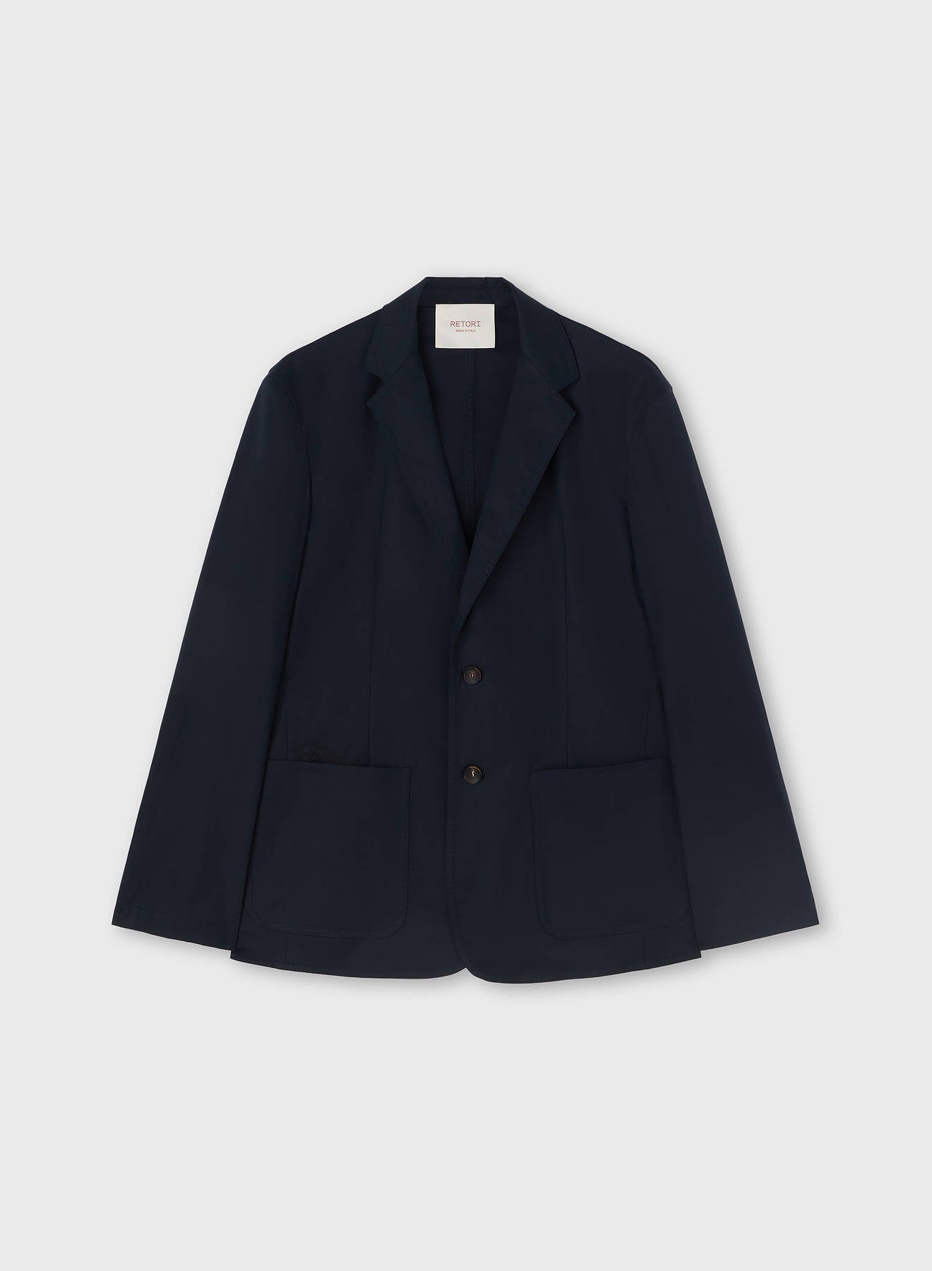 POPELINE COTTON STRETCH SINGLE BREASTED BLAZER WITH EMBROIDERY NAVY