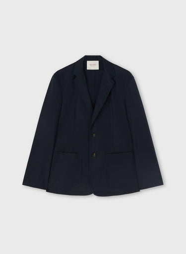 BLAZER MONOPETTO IN POPELINE DI COTONE ELASTICIZZATO CON RICAMO
