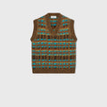 Retori Jacquard Weaved Vneck Vest Chocolate And Turquoise - Ready To Wear - Luxury Vests for Men
