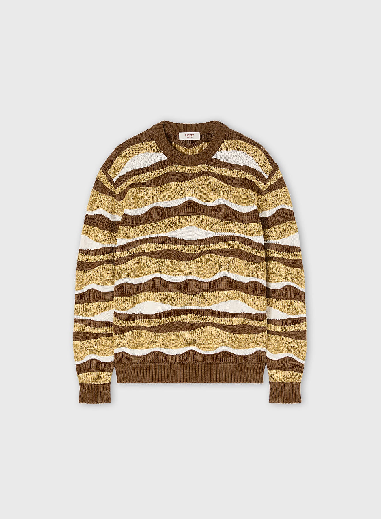 JACQUARD KNIT CREWNECK DARK TAUPE